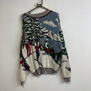 Vintage Multicolour Ski Knitwear Sweater Men's Large