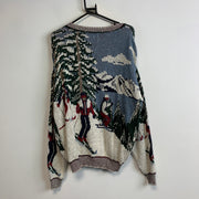 Vintage Multicolour Ski Knitwear Sweater Men's Large