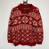 Red Christmas Lauren Ralph Lauren Knit Sweater Jumper Womens Large