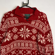 Red Christmas Lauren Ralph Lauren Knit Sweater Jumper Womens Large