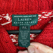 Red Christmas Lauren Ralph Lauren Knit Sweater Jumper Womens Large