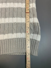 Grey-White Ralph Lauren Striped V-neck Jumper Women's XS