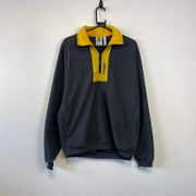 Grey and Yellow Adidas Quarter zip Fleece Men's Small