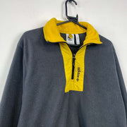 Grey and Yellow Adidas Quarter zip Fleece Men's Small