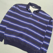 Vintage Navy and White Polo Ralph Lauren Polo Shirt Men's Small