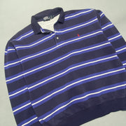 Vintage Navy and White Polo Ralph Lauren Polo Shirt Men's Small