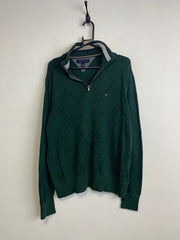 Green Tommy Hilfiger 1/4 Zip-up Jumper Men's Medium