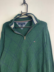 Green Tommy Hilfiger 1/4 Zip-up Jumper Men's Medium