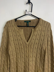 Brown Ralph Lauren V-neck Jumper Women's Large