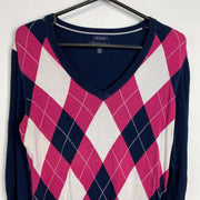 Pink Navy Tommy Hilfiger Knit Sweater Jumper Womens Medium