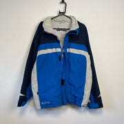 Blue and White Columbia Quilted Raincoat Men's Large