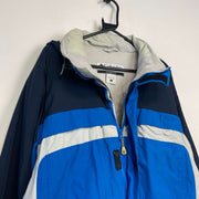 Blue and White Columbia Quilted Raincoat Men's Large