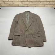 Brown Harris Tweed Pure Wool Blazer Jacket Men's Large