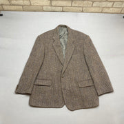 Brown Harris Tweed Pure Wool Blazer Jacket Men's Large