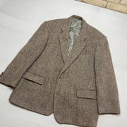 Brown Harris Tweed Pure Wool Blazer Jacket Men's Large