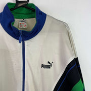 Vintage 90s White and Navy Puma Track Jacket Men's Large