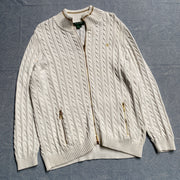 White Ralph Lauren Cable Knit zip up Sweater Women's XXL