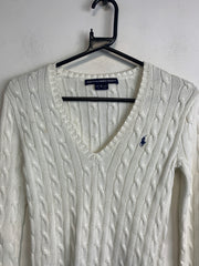 White Ralph Lauren Sport V-neck Jumper Women's XS