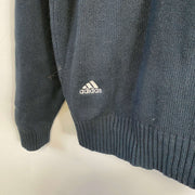 Black Adidas Quarter Zip Knit Sweater Jumper XL