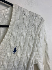 White Ralph Lauren Sport V-neck Jumper Women's XS