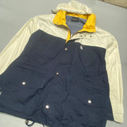 Vintage Navy and White Nautica Raincoat Men's XL