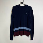 Vintage Navy Fred Perry Knit Jumper Sweater Medium Lambswool