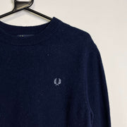 Vintage Navy Fred Perry Knit Jumper Sweater Medium Lambswool