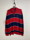 Red-Navy CHAPS 1/4 Zip-up Jumper Men's Large