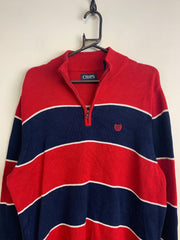 Red-Navy CHAPS 1/4 Zip-up Jumper Men's Large