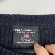 Vintage Navy Polo Jeans Ralph Lauren Knit Sweater Jumper Womens XL