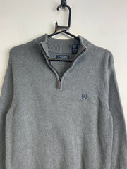 Grey CHAPS 1/4 Zip-up Jumper Men's Small