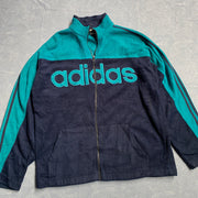 Vintage 90s Navy and Blue Adidas zip up Fleece Men's Large