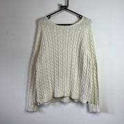 Cream White L.L.Bean Cable Knit Sweater Women's XL