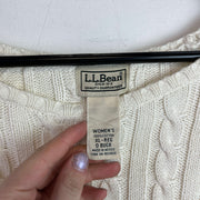 Cream White L.L.Bean Cable Knit Sweater Women's XL