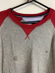 Grey and Red Tommy Hilfiger Jumper Men's XXL