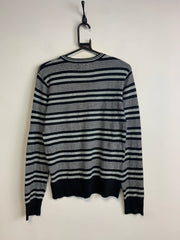 Grey Fred Perry Striped Sweater Men's Medium