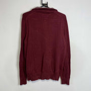 Red Tommy Hilfiger Quarter Zip Knit Jumper Sweater Large