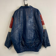 Navy Leather Jacket Men's Large