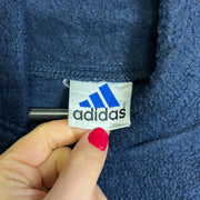 Vintage 90s Adidas Hoodie Fleece Large Navy