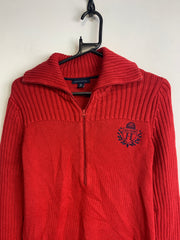 Red Tommy Hilfiger Chest Logo Cardigan Men's Small