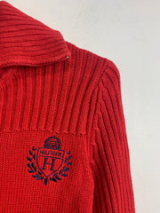 Red Tommy Hilfiger Chest Logo Cardigan Men's Small