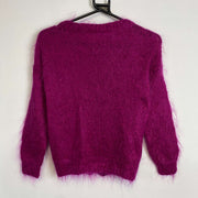 Pink Mohair Cardigan Knit Jumper Sweater Womens Medium