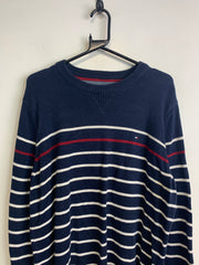 Navy Tommy Hilfiger Striped Jumper Men's XL