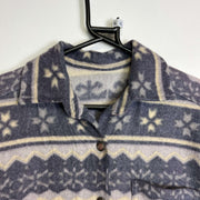 Vintage Fleece Button Down Patterned Jacket Shirt Large