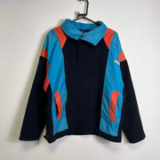 Vintage 90s Blue Navy Ski Jacket Fleece Pullover Medium Sweater