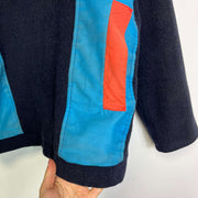 Vintage 90s Blue Navy Ski Jacket Fleece Pullover Medium Sweater