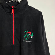 Black Vintage Disney Christmas Quarter Zip Fleece XL