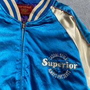 Vintage Blue an White Varsity Baseball Jacket Men's Small