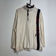 Vintage Fila Button Down Sweatshirt Fleece Large White