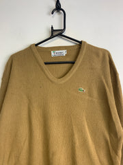 Khaki Lacoste V-neck Jumper Men's XL